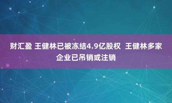 财汇盈 王健林已被冻结4.9亿股权  王健林多家企业已吊销或注销