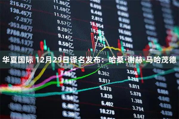 华夏国际 12月29日译名发布：哈桑·谢赫·马哈茂德